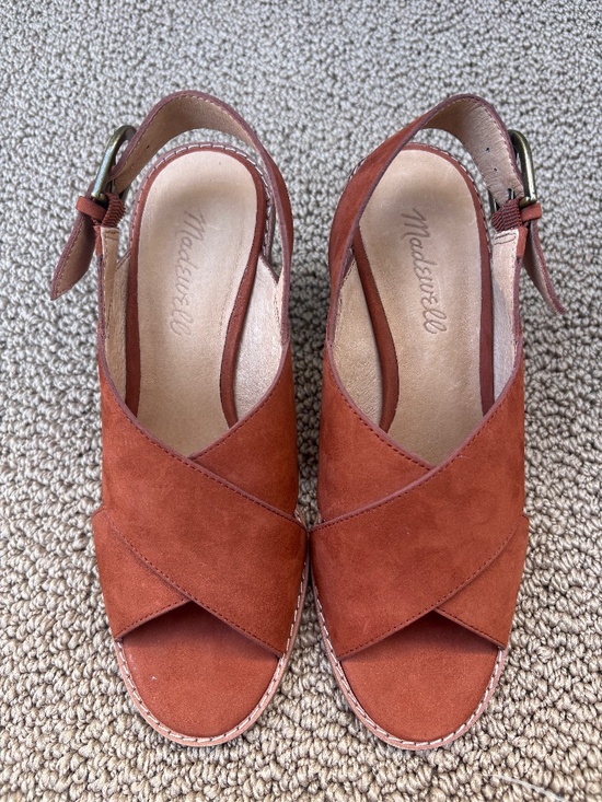 Madewell Shoes - Madewell The Ruthie Crisscross Block Heel Slingback-Rust Suede-6.5